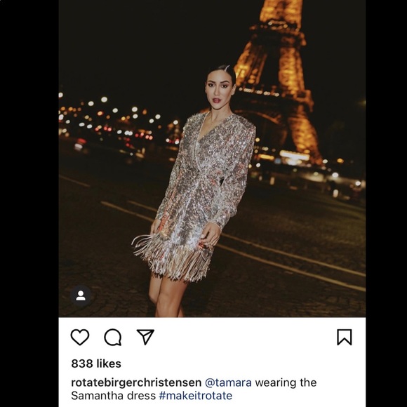 ROTATE Samantha Glam Sequins Fringe Wrap Dress - Picture 14 of 16